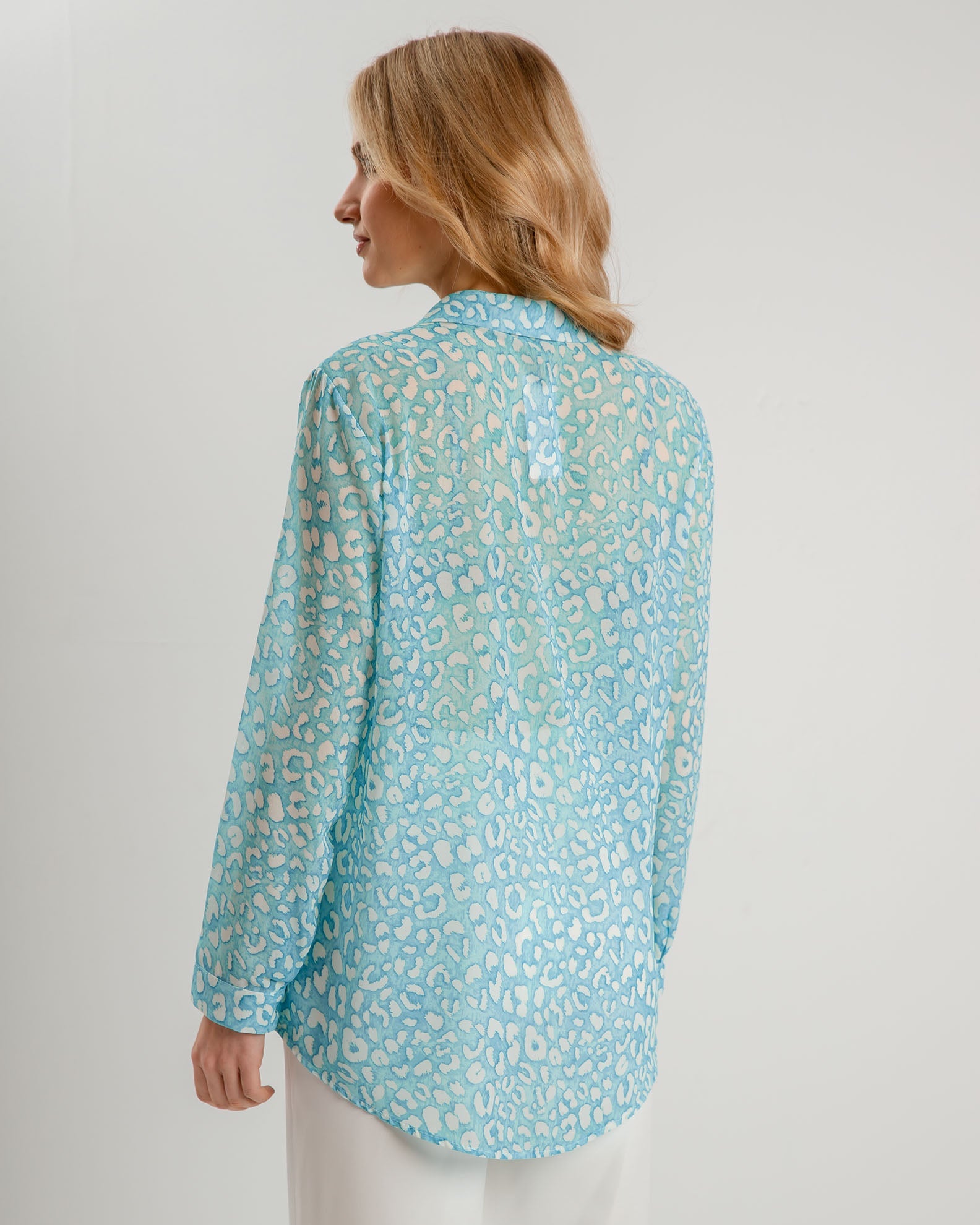 Women's printed collared shirt F-9504-JADE