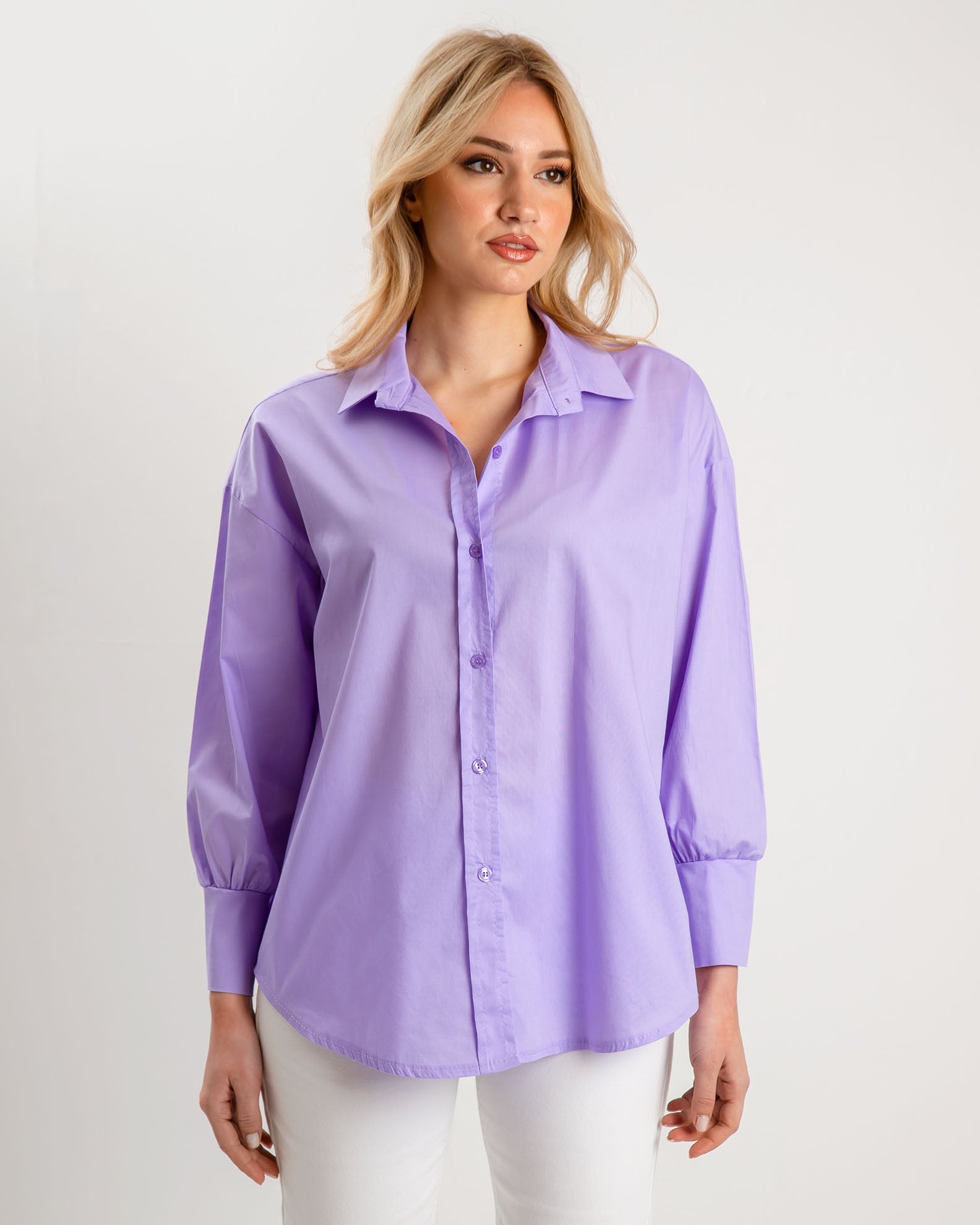 Women's long sleeve shirt with collar F-6330-PURPLE