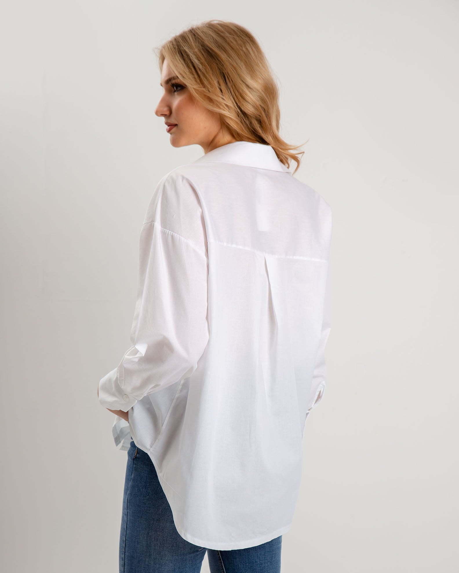 Women's long sleeve shirt with collar F-6330-WHITE