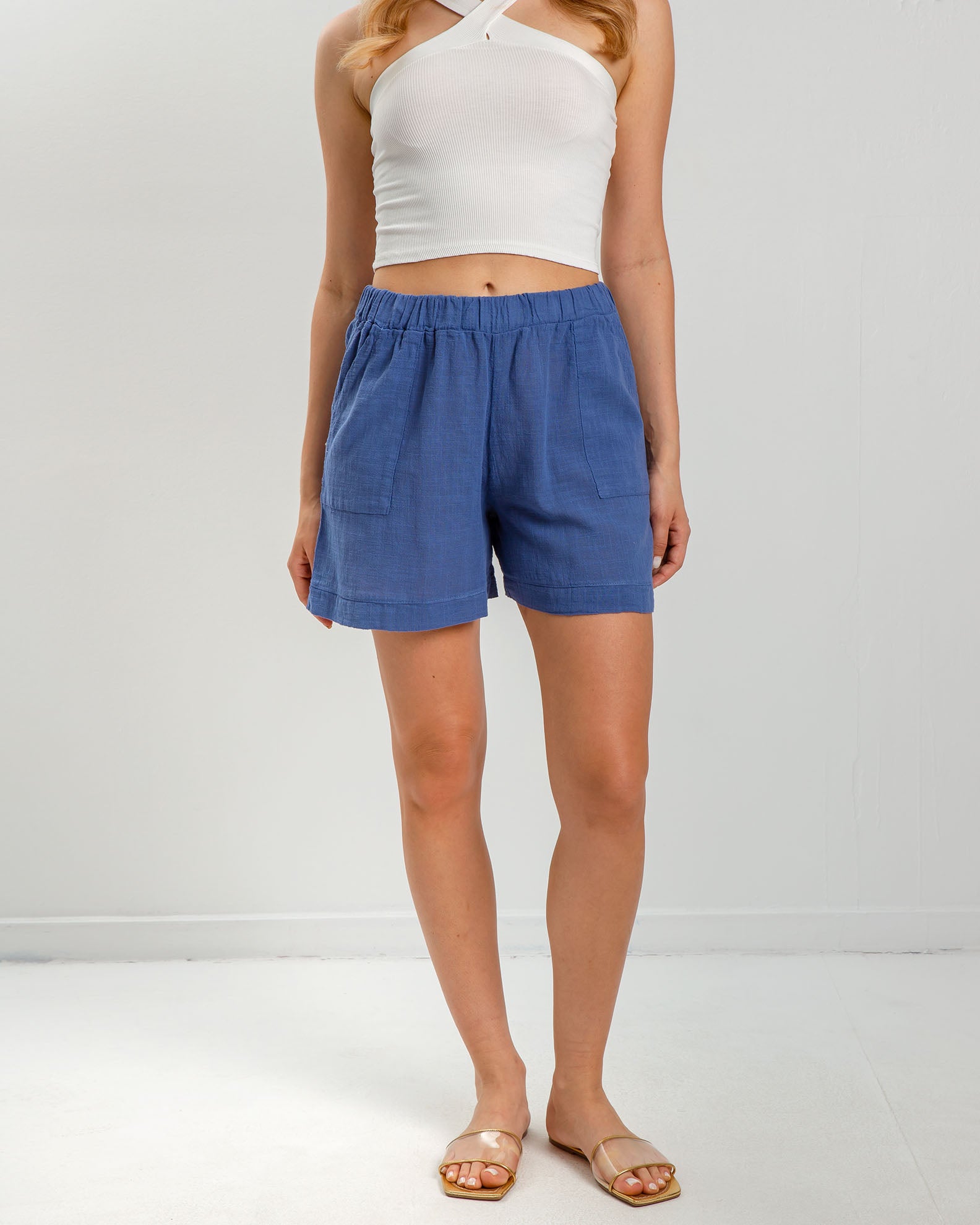 Women's shorts-bermuda linen look 'Elvira'-DENIM