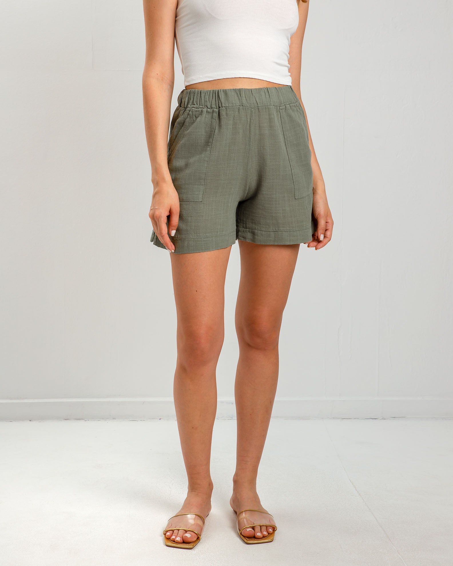 Women's shorts-bermuda look linen 'Elvira'-salvia