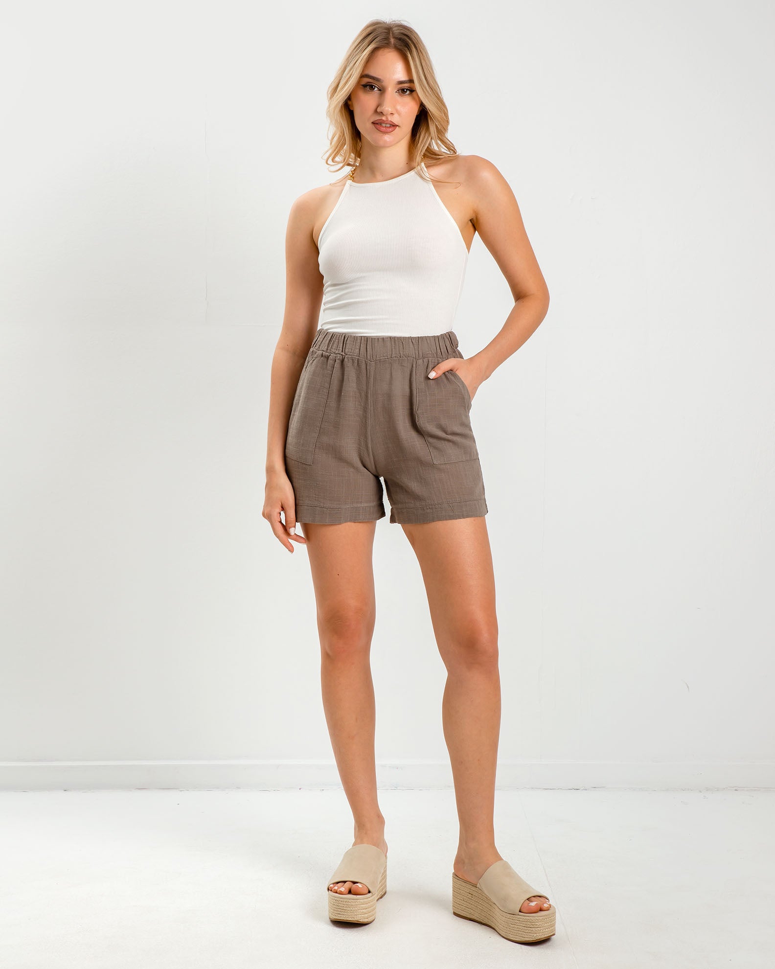 Women's 'Elvira' linen-look bermuda shorts-fango