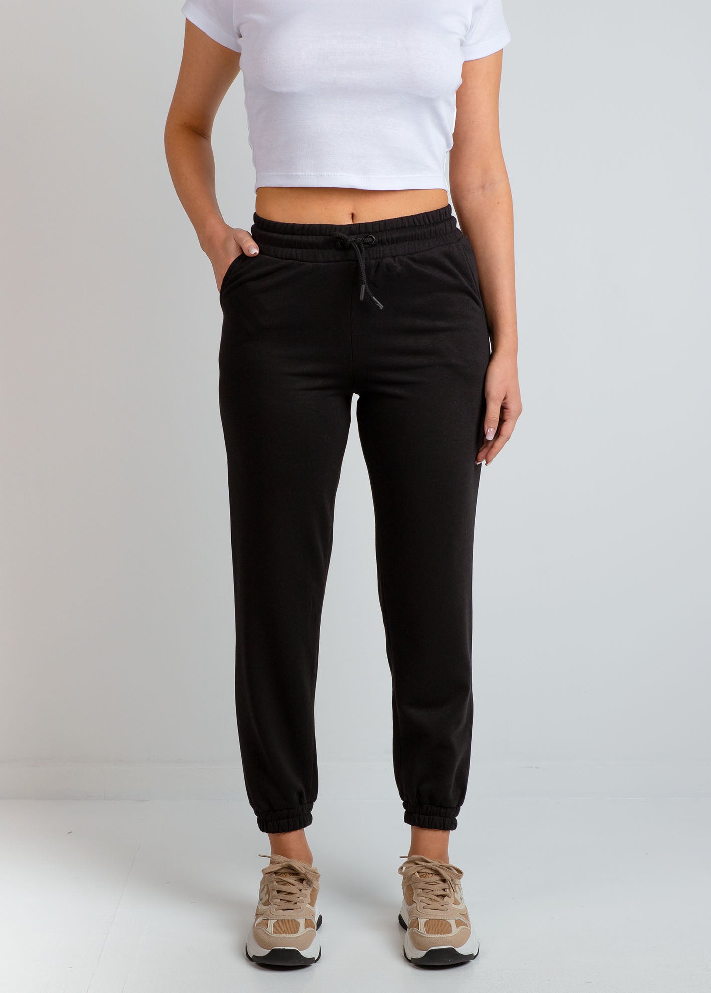Γυναικείο παντελόνι φόρμας jogger basic-BLACK