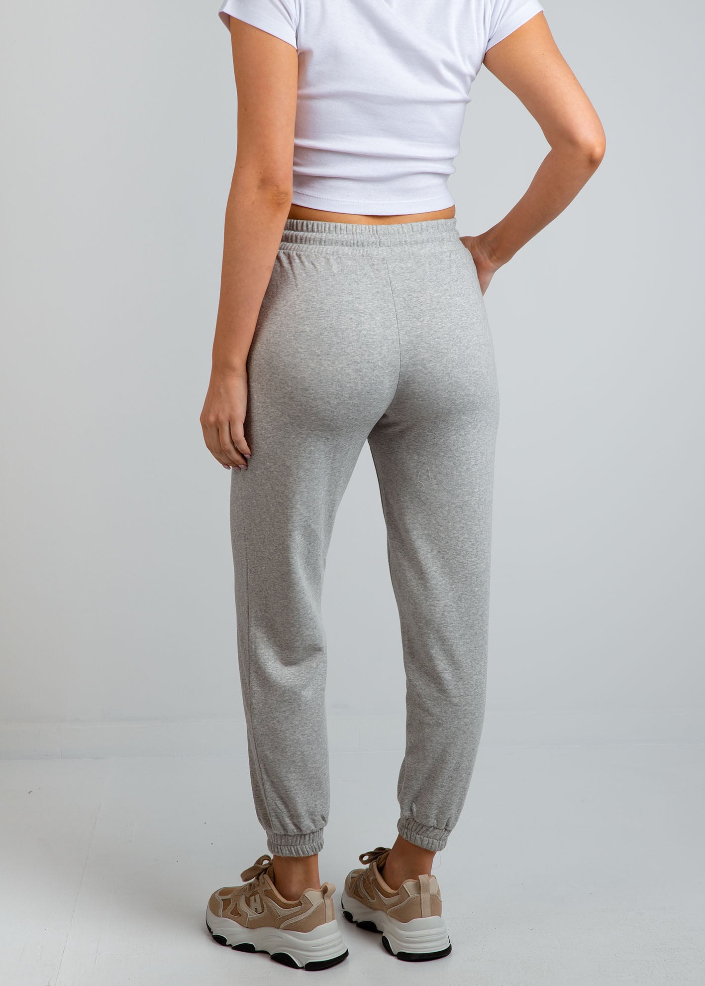 Γυναικείο παντελόνι φόρμας jogger basic-GREY MELANGE