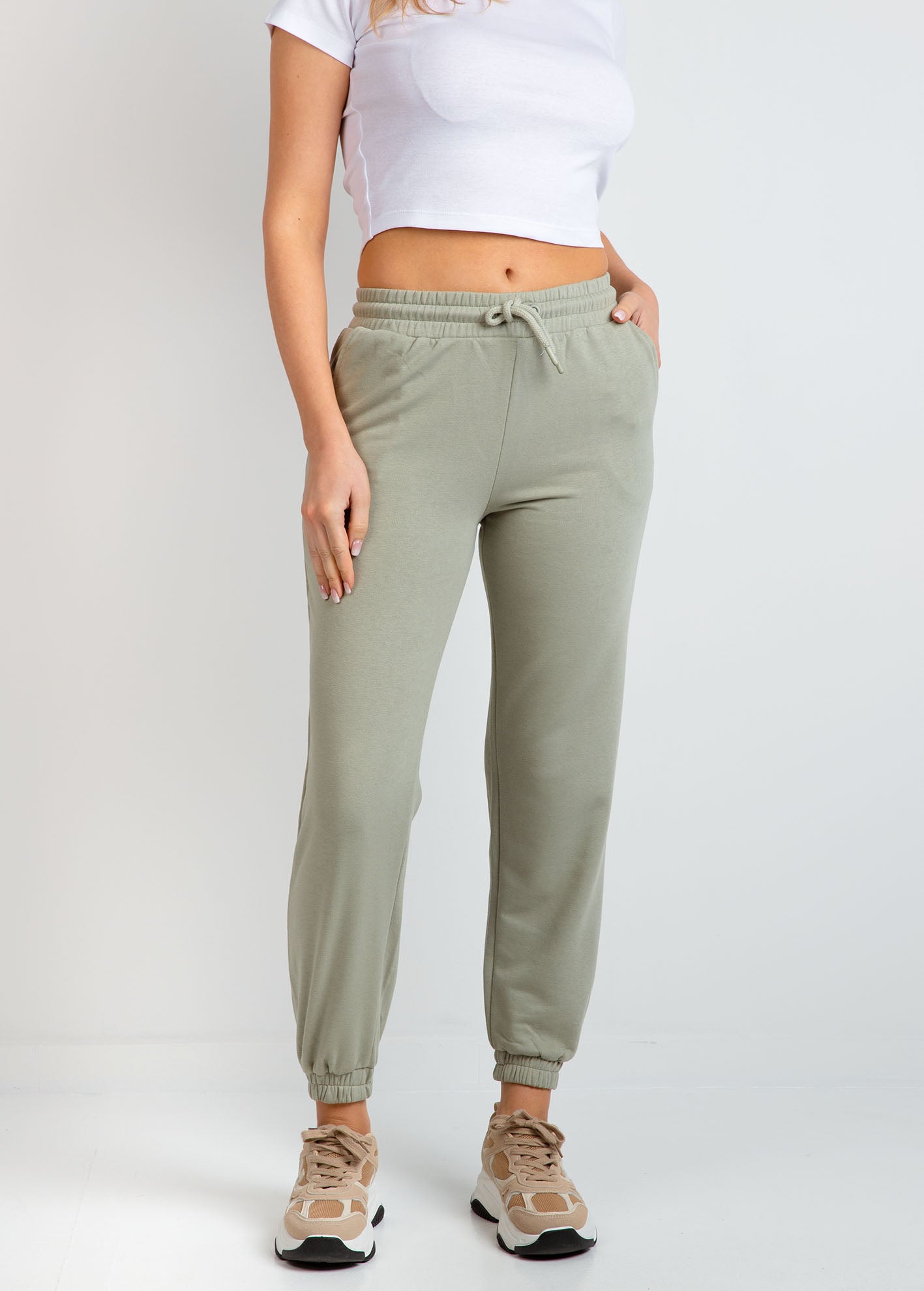 Γυναικείο παντελόνι φόρμας jogger basic-MINT
