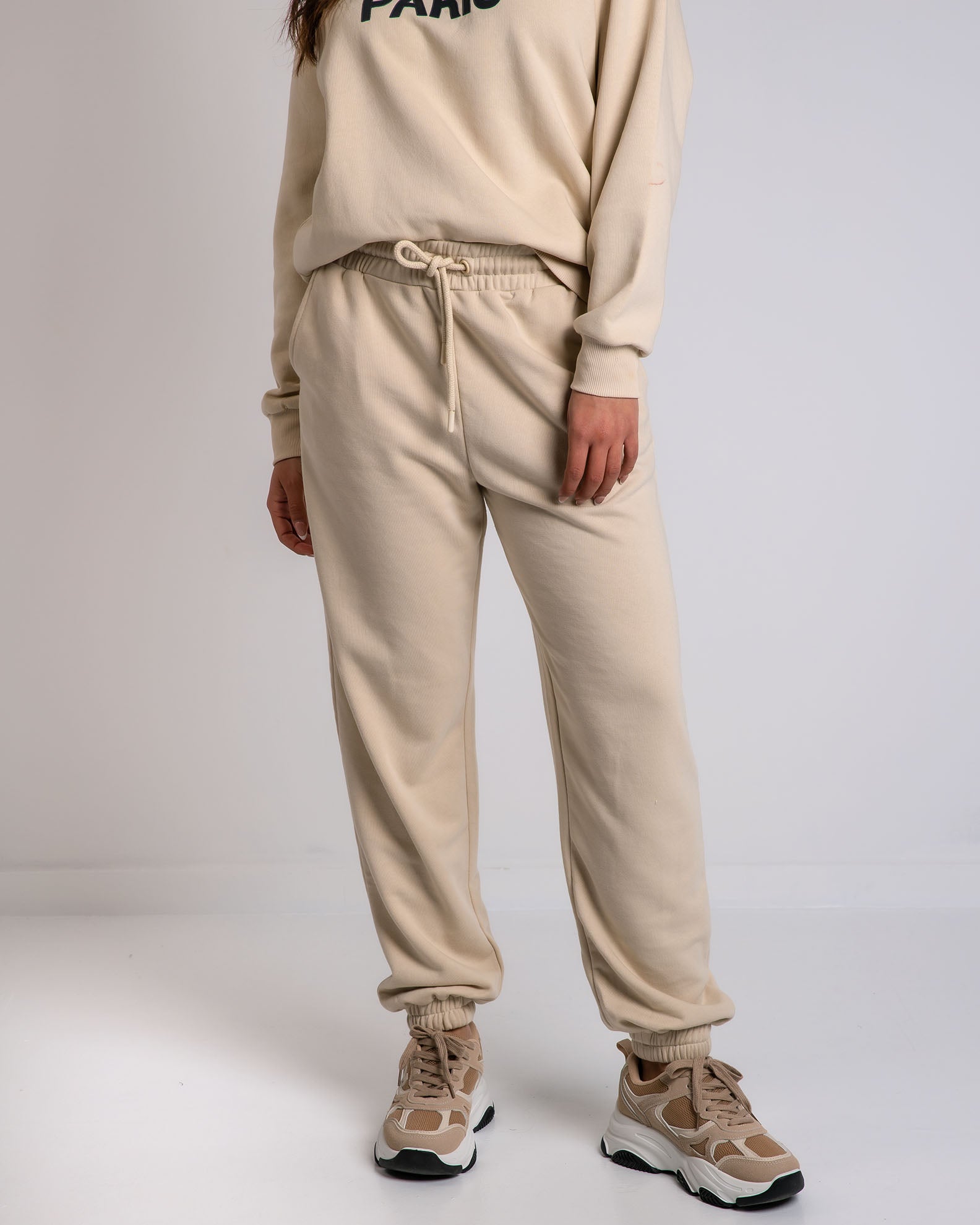 Γυναικείο παντελόνι φόρμας jogger basic-SAND