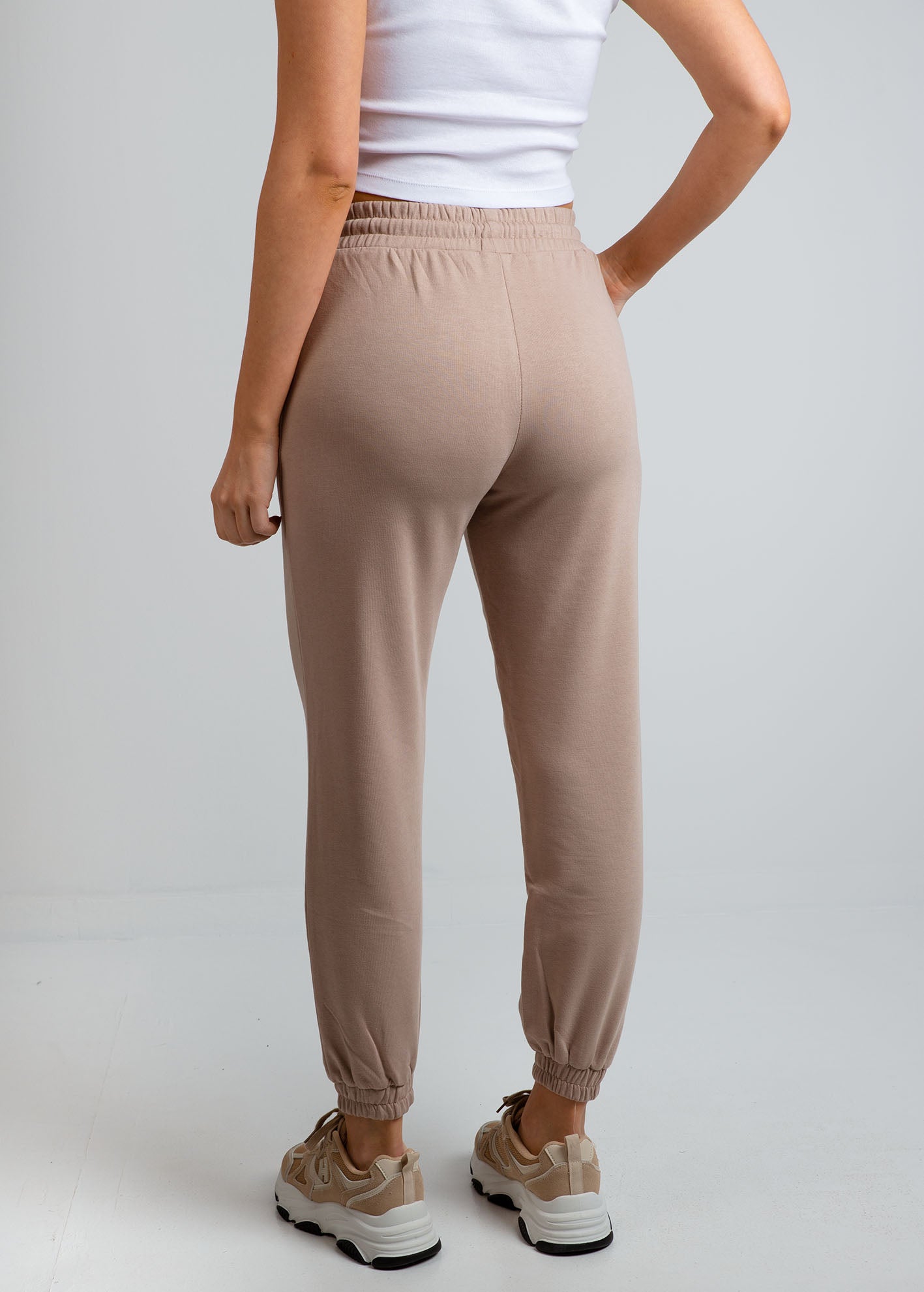 Γυναικείο παντελόνι φόρμας jogger basic-TAUPE