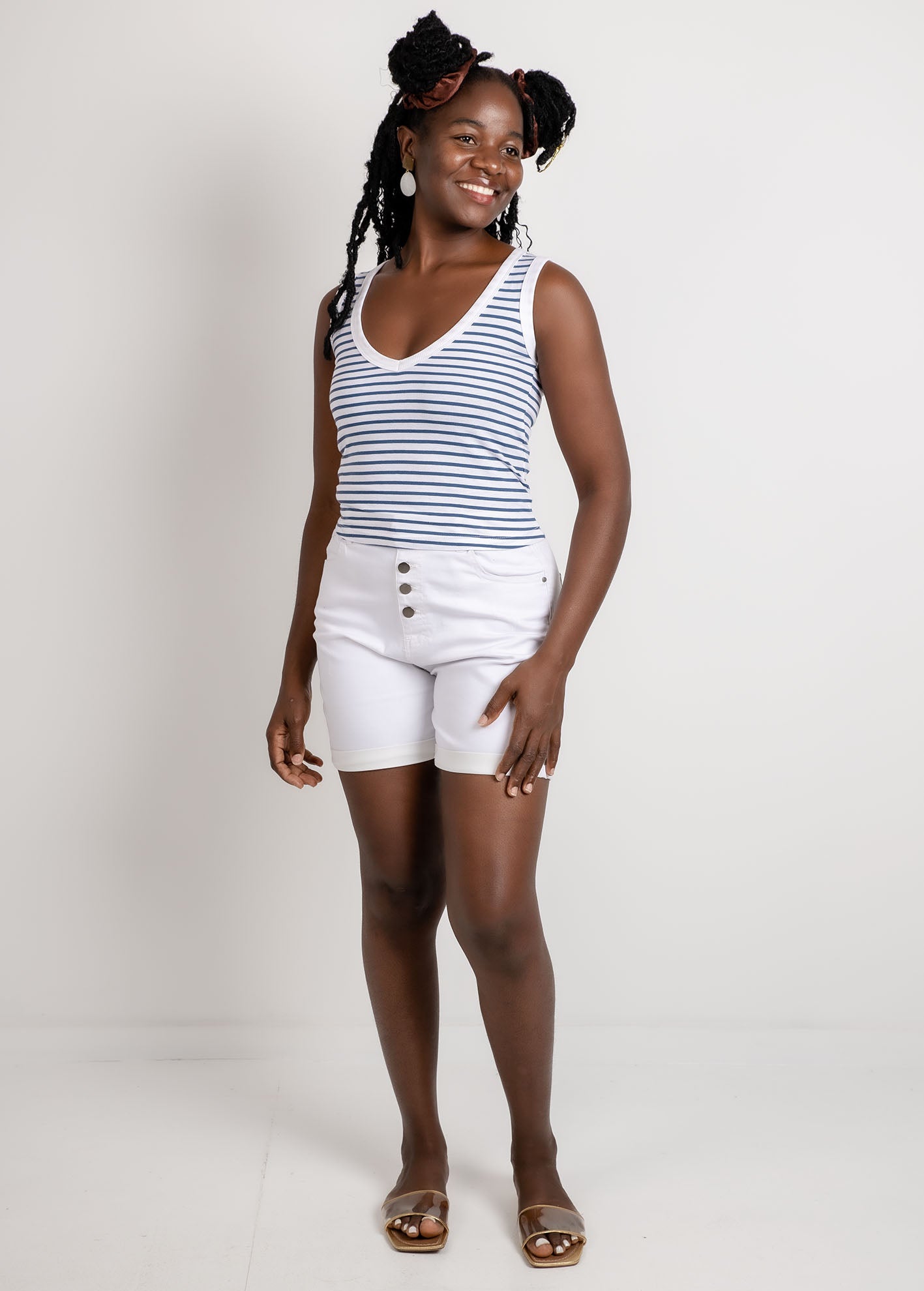 Γυναικεία αμάνικη μπλούζα 'Logan'-WHITE/BLUE NAVY