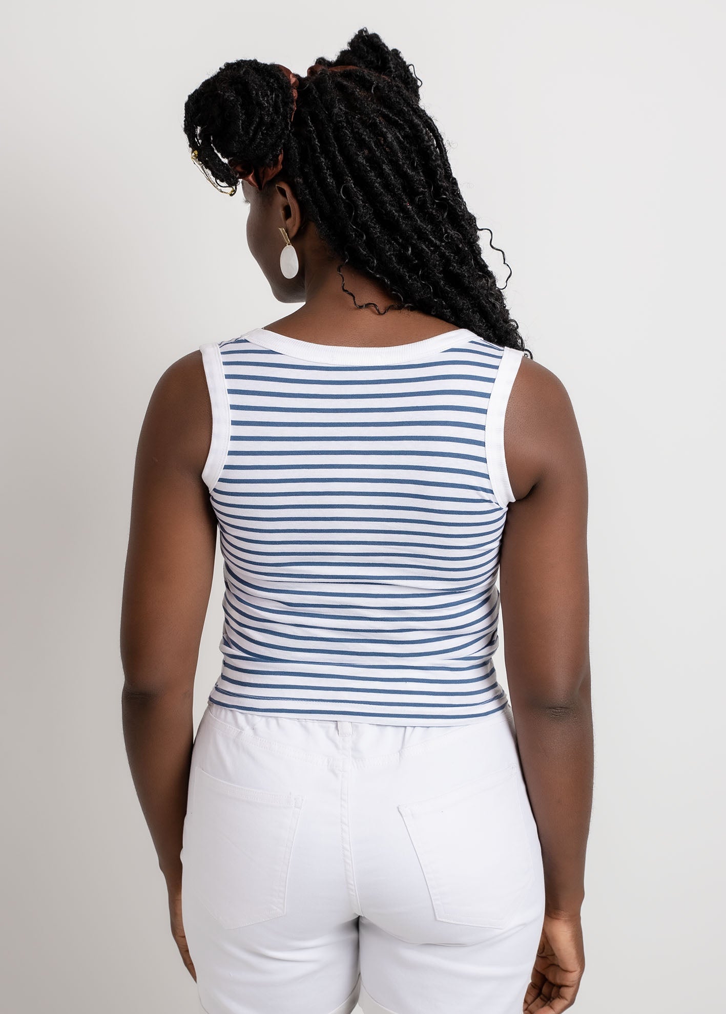 Γυναικεία αμάνικη μπλούζα 'Logan'-WHITE/BLUE NAVY