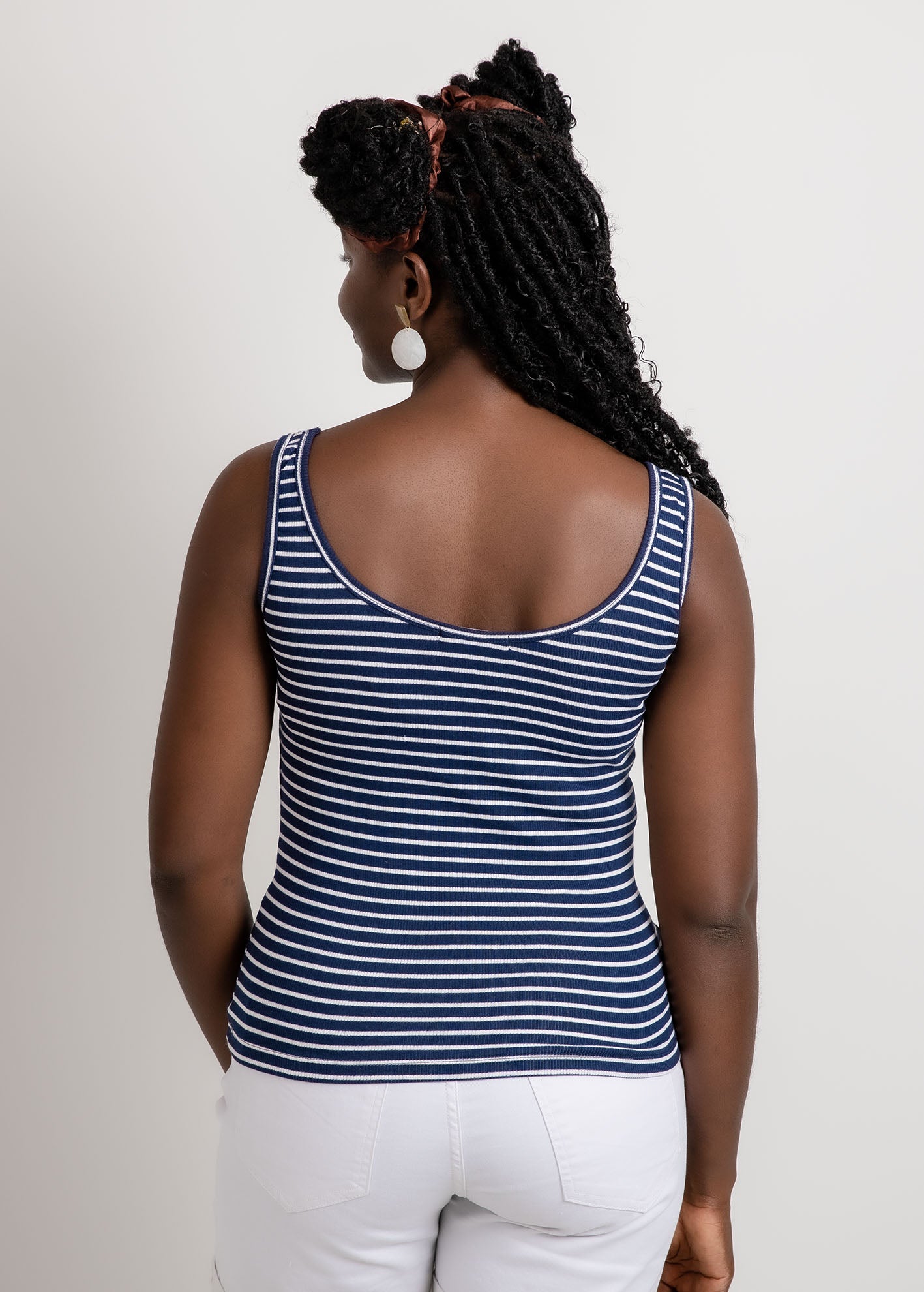 Γυναικεία αμάνικη ριπ μπλούζα ριγέ 'Stelia'-navy/white