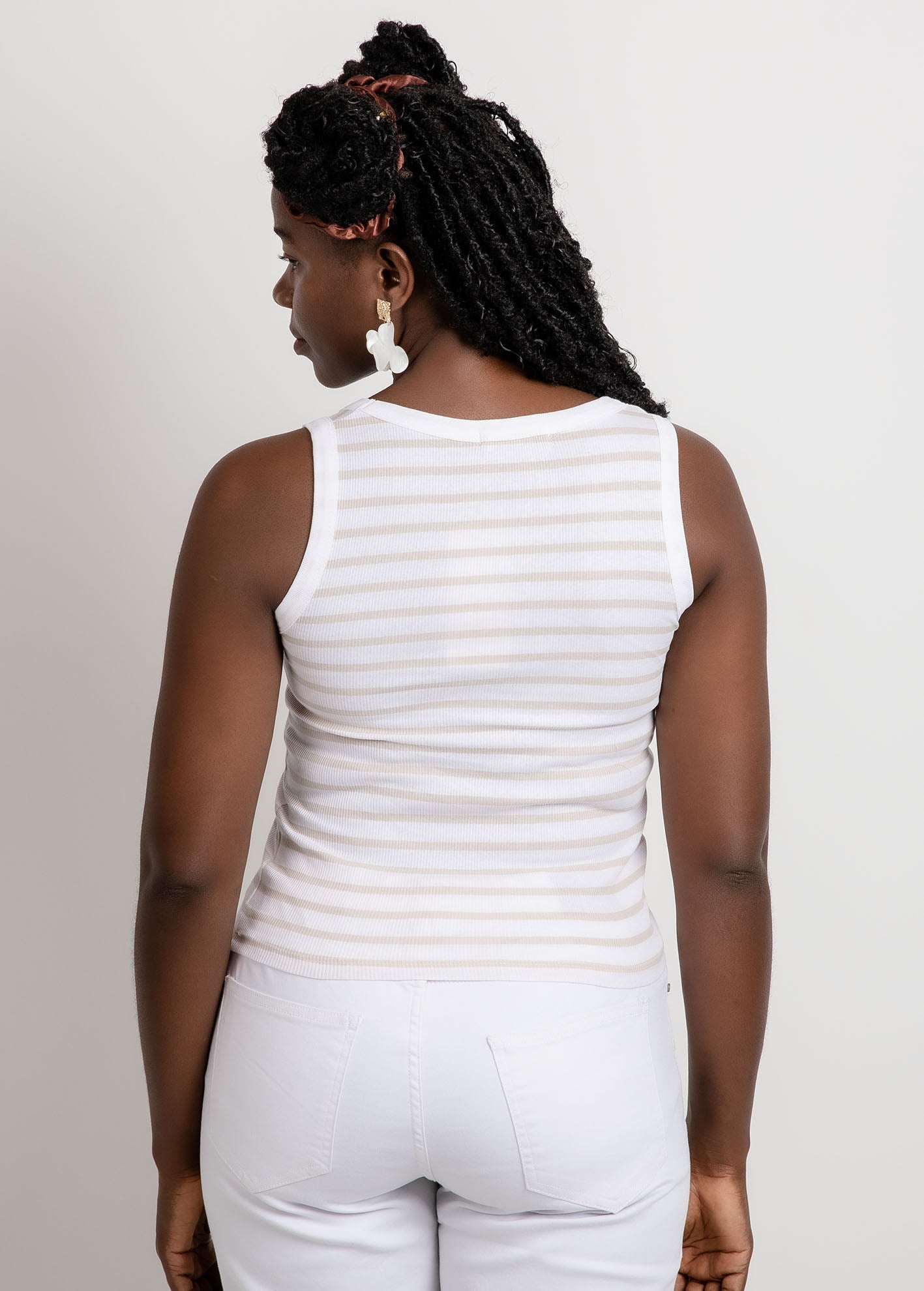Γυναικεία αμάνικη μπλούζα ριπ 'Cosenza'-white/beige