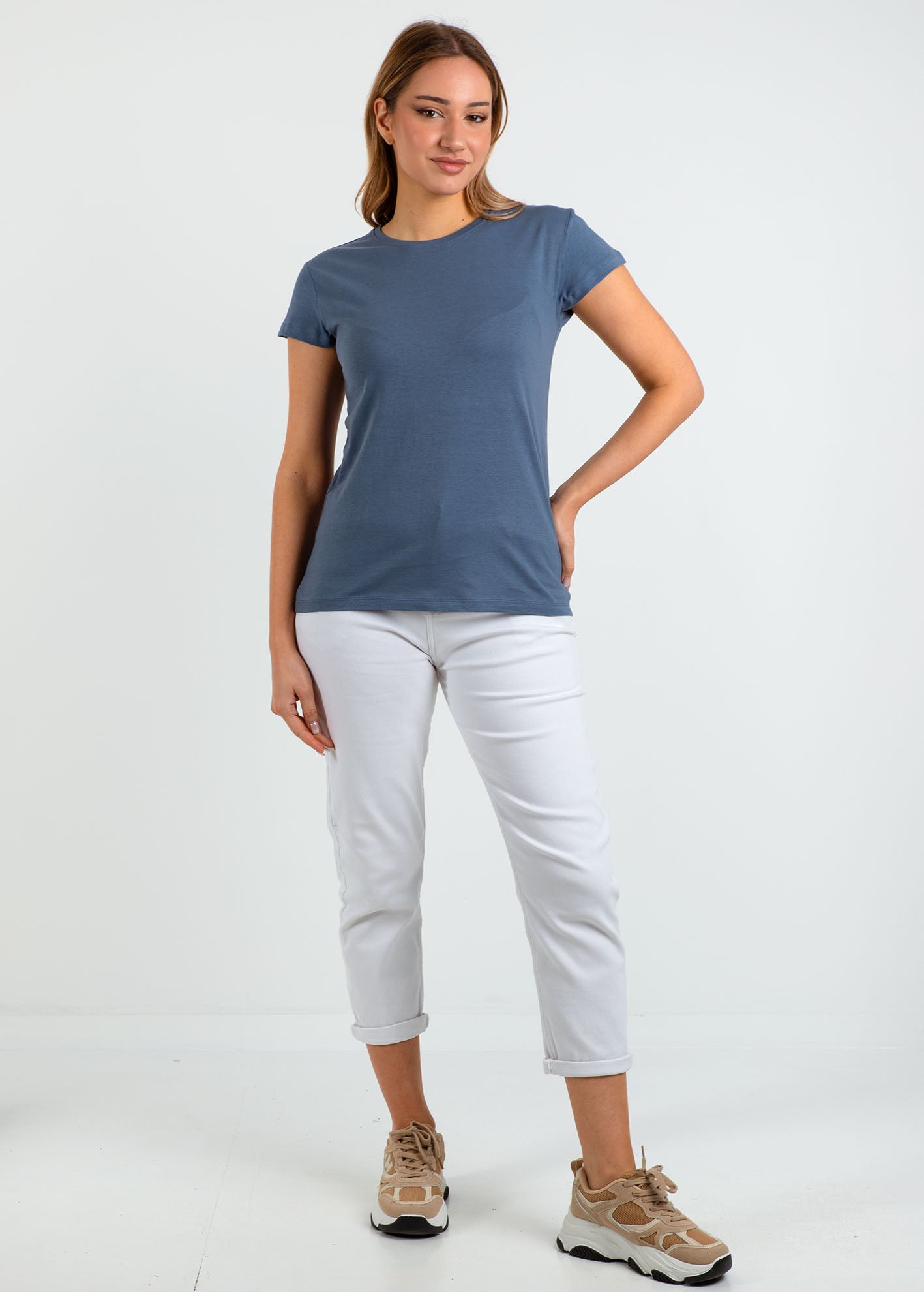 Γυναικείο t-shirt basic κοντομάνικο 'Vana'-blue