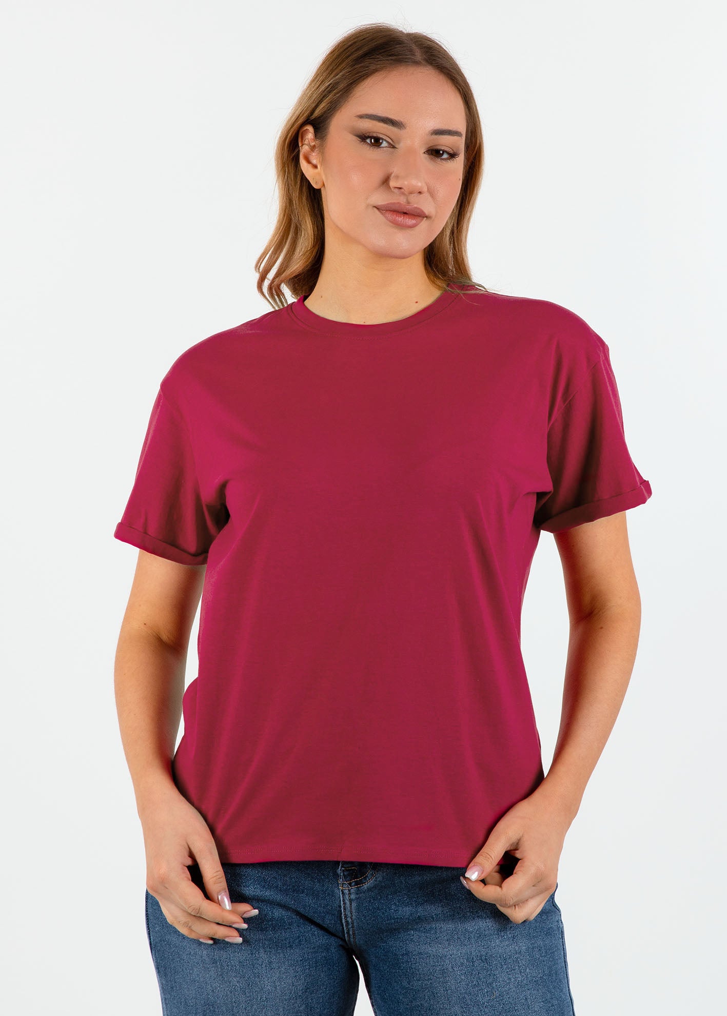 Γυναικείο t-shirt basic κοντομάνικο 'Vana'-cherry