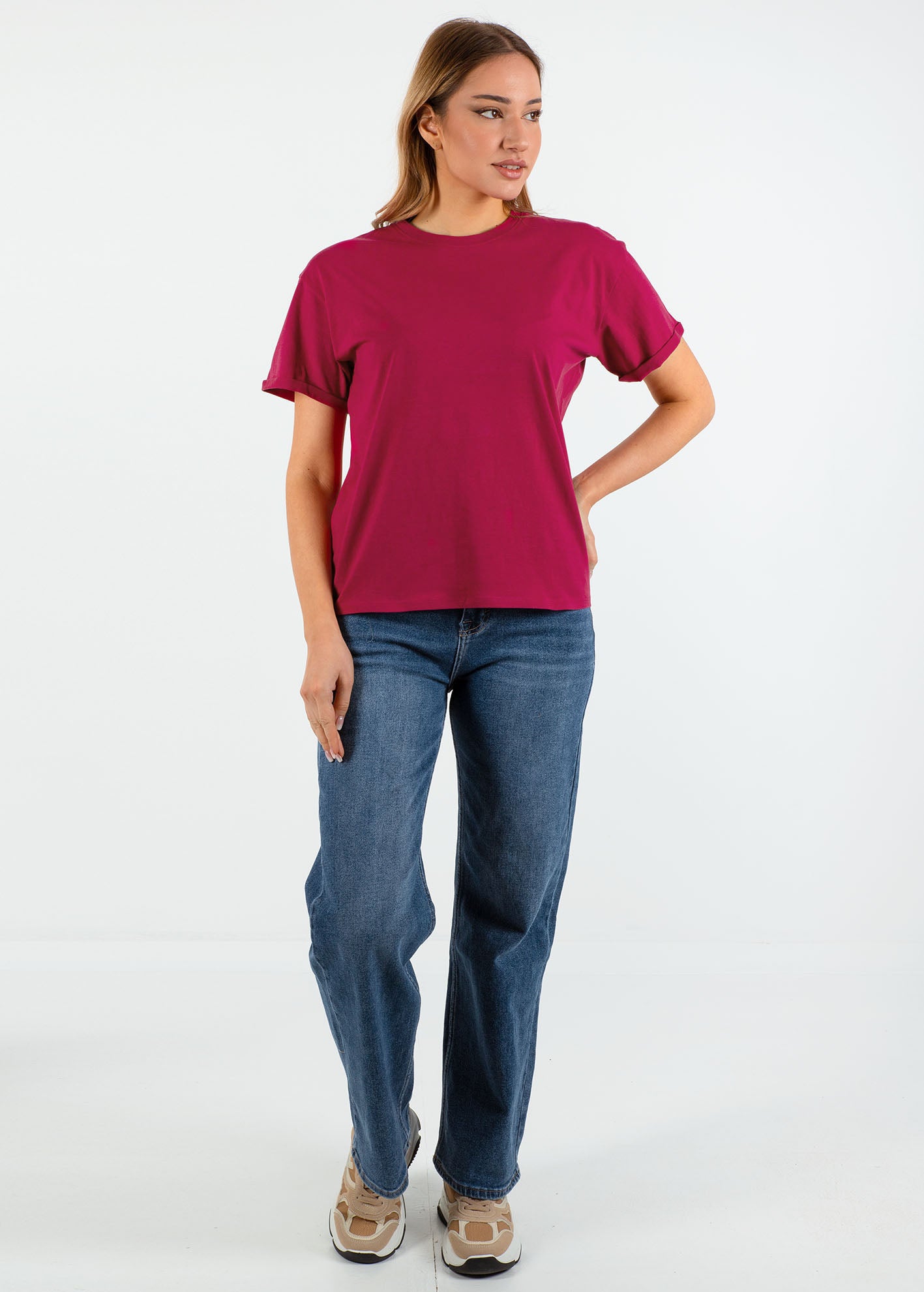 Γυναικείο t-shirt basic κοντομάνικο 'Vana'-cherry