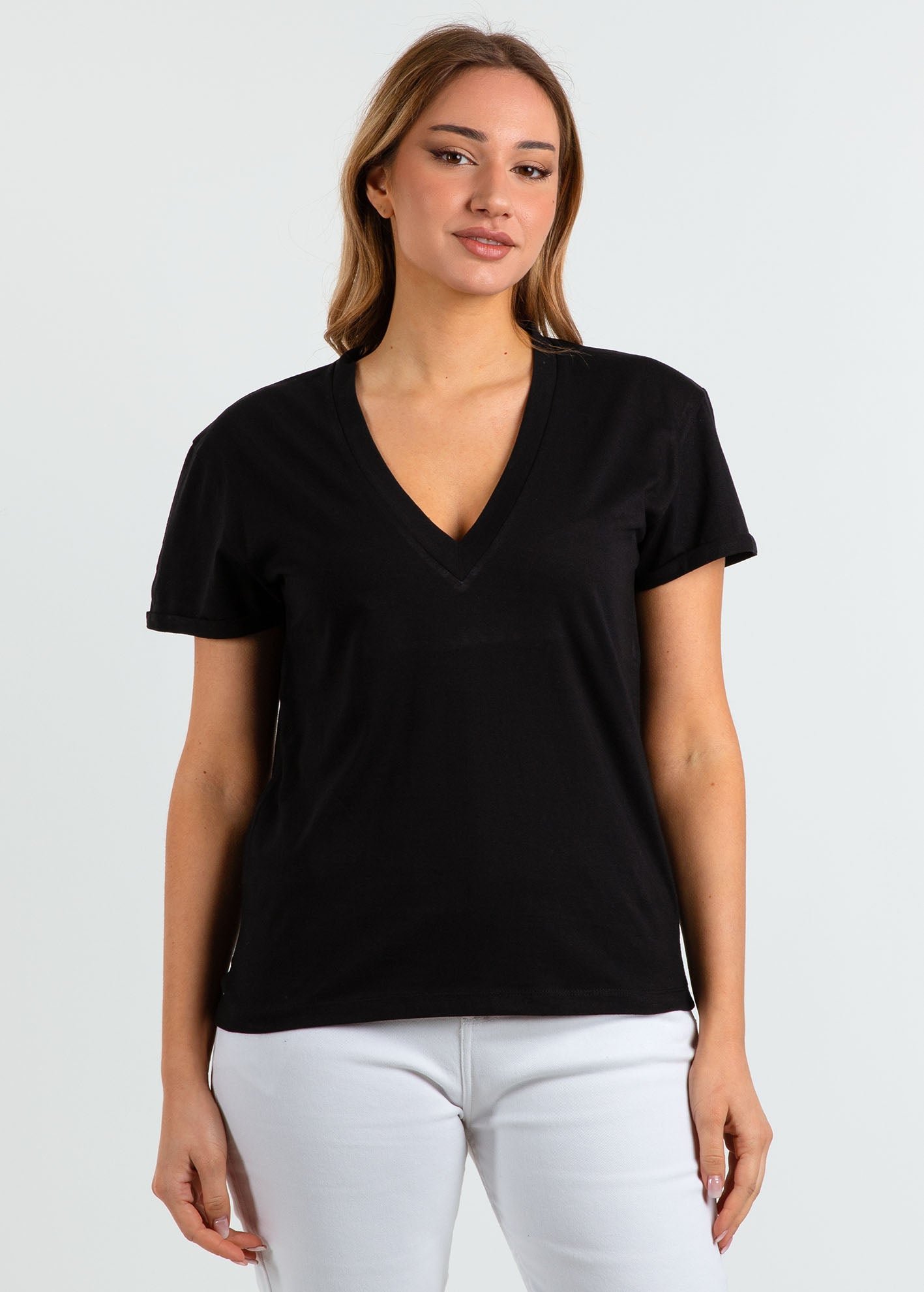 Γυναικείο basic t-shirt V 'Latina'-BLACK