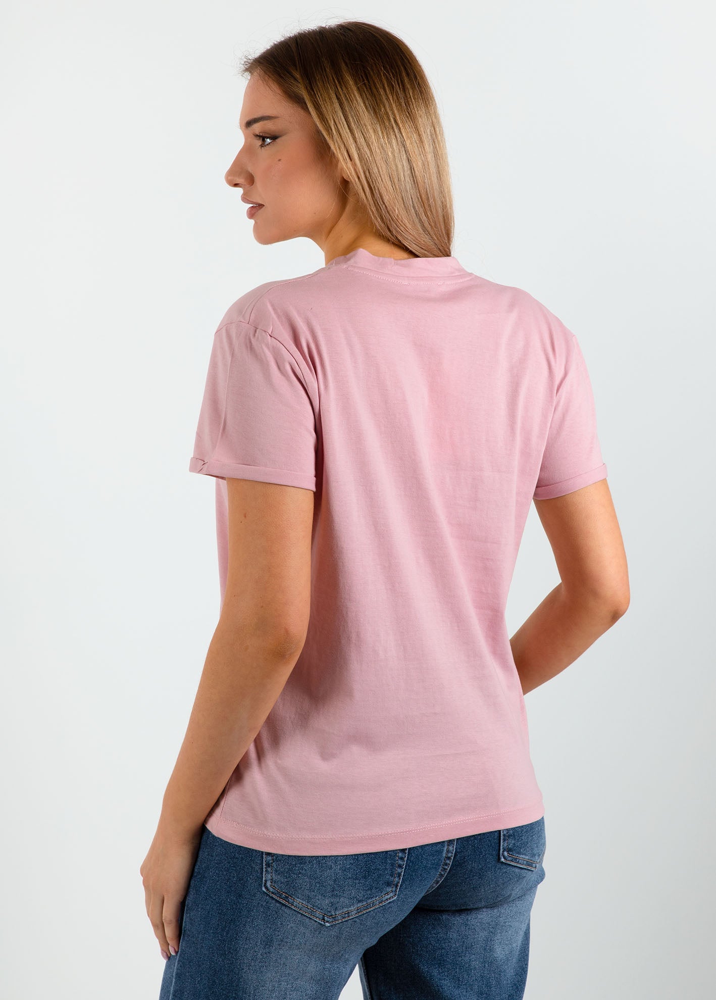 Γυναικείο basic t-shirt V 'Latina'-PINK DARK