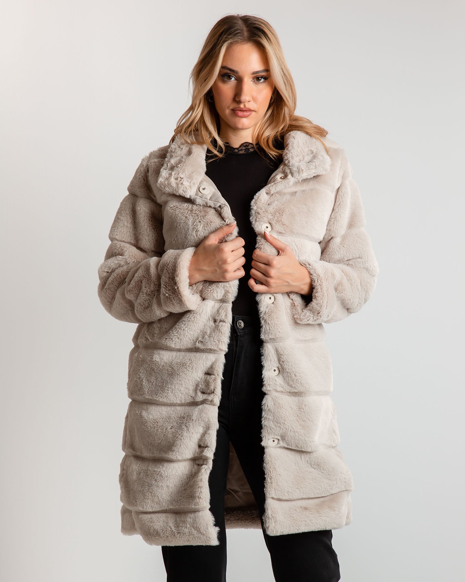 Women's synthetic fur coat 'Lu44cia'-beige