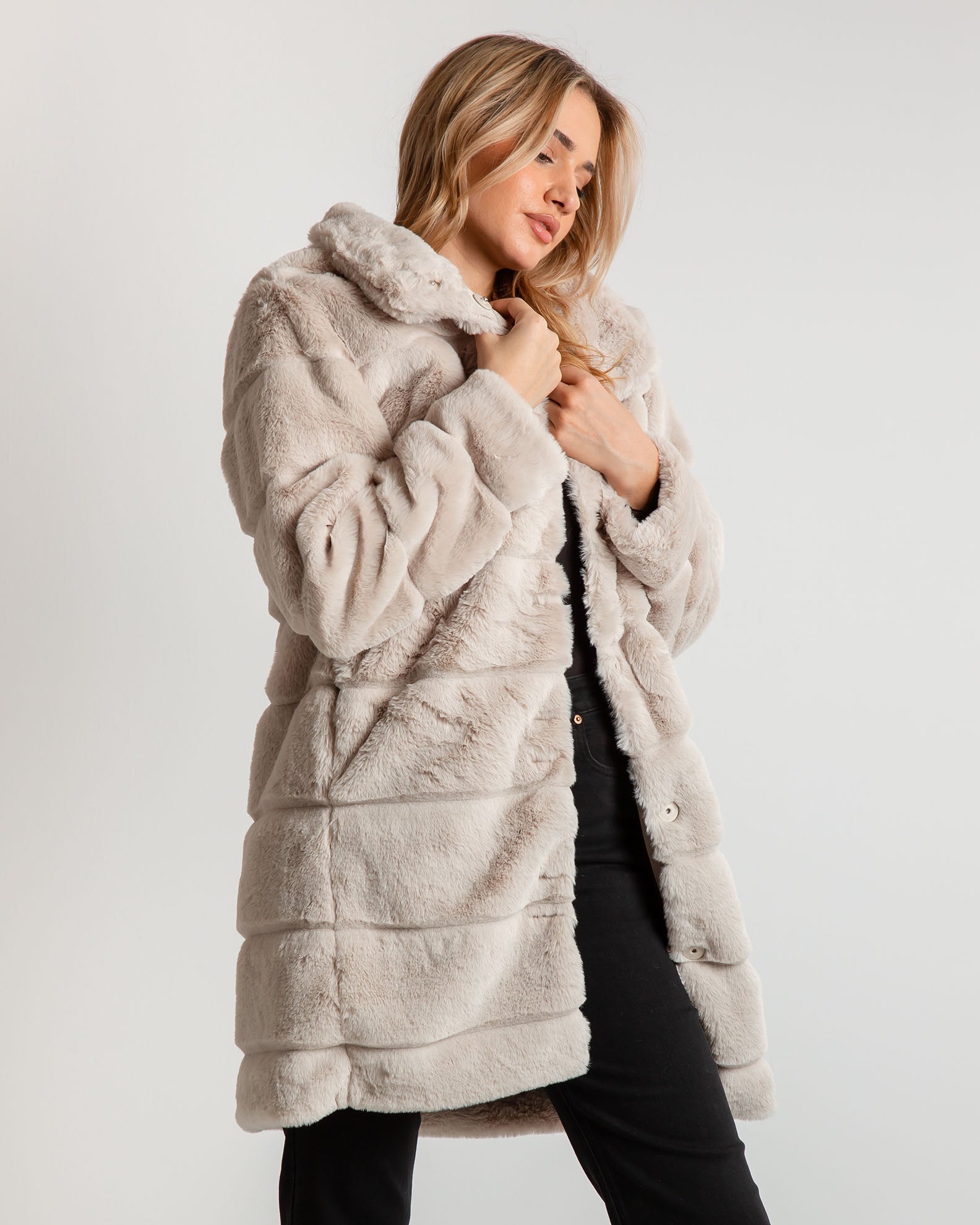 Women's synthetic fur coat 'Lu44cia'-beige