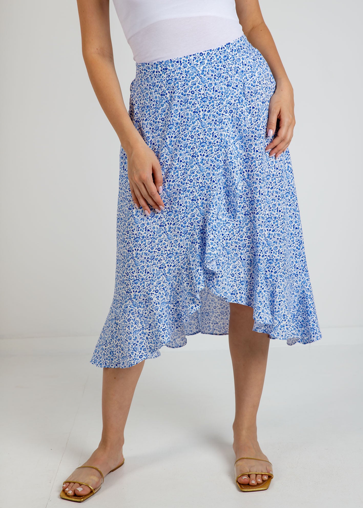 Μίντι φούστα φλοράλ με βολάν 'Jo44la'-offwhite flower