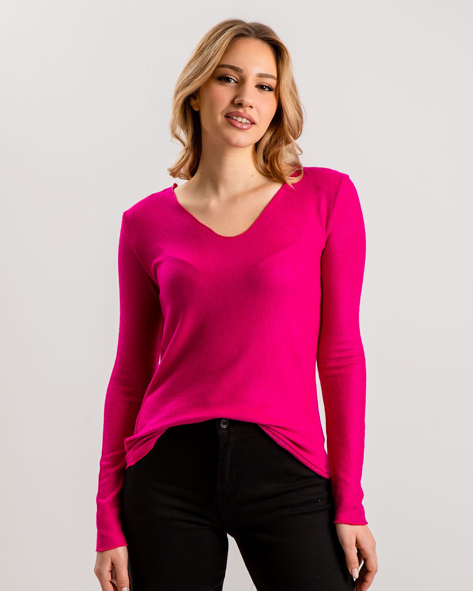 Women's Blouse with Soft Texture 'Zi44na'-pink berry marl