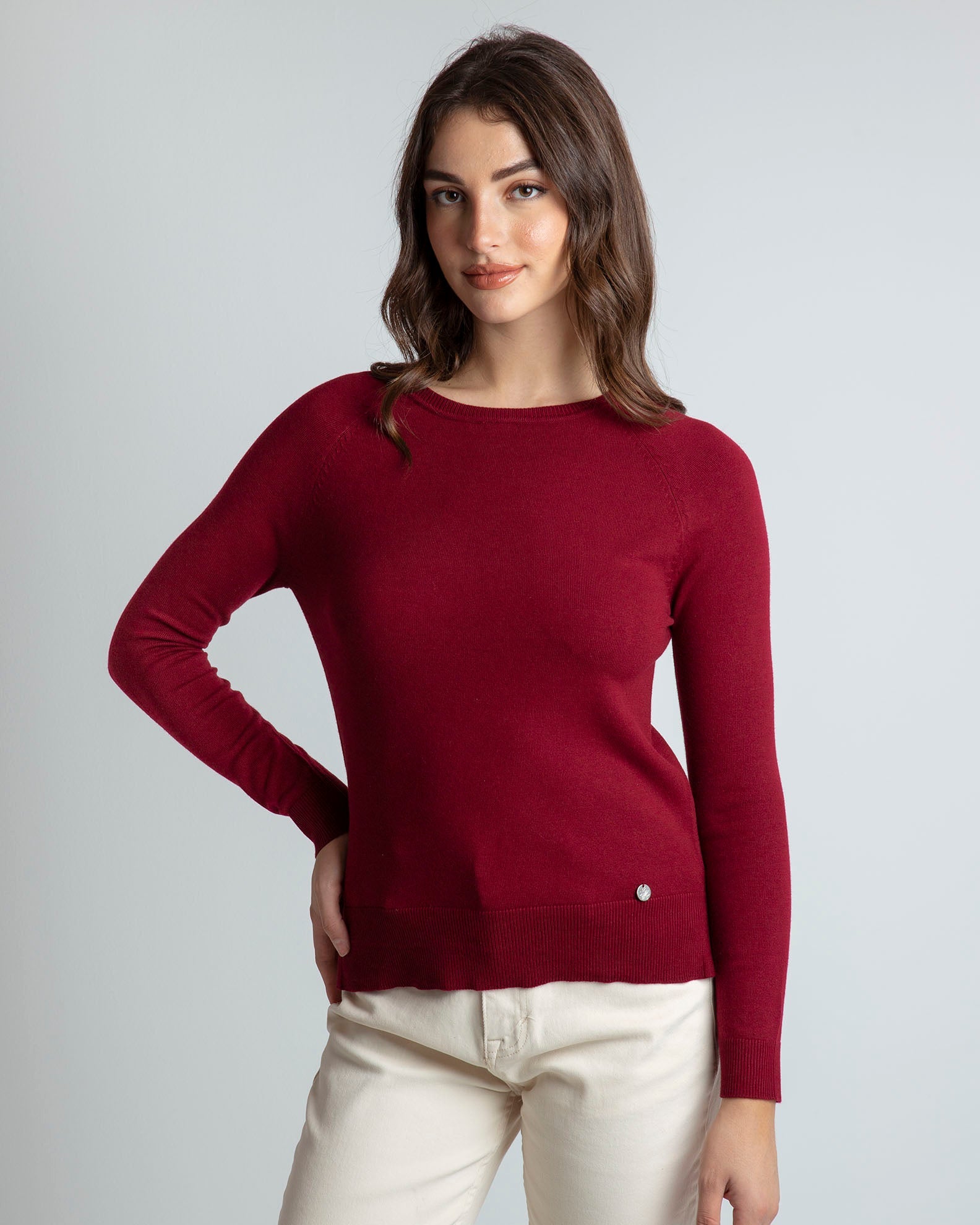 Women's light knit blouse 'Scarlet'-BORDEAUX