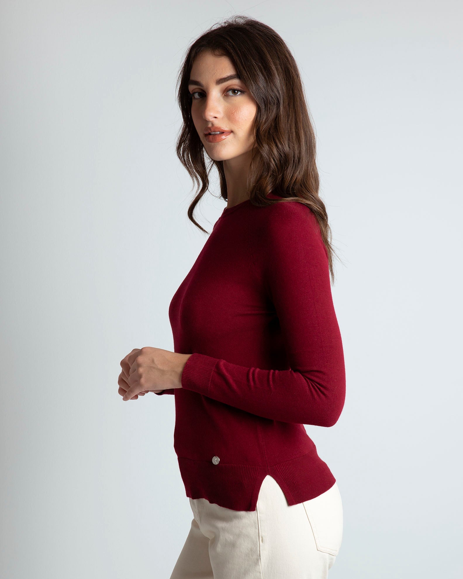 Women's light knit blouse 'Scarlet'-BORDEAUX