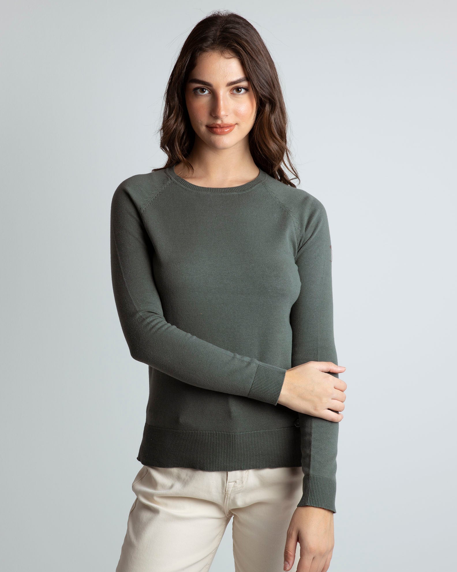 Women's light knit blouse 'Scarlet'-KHAKI