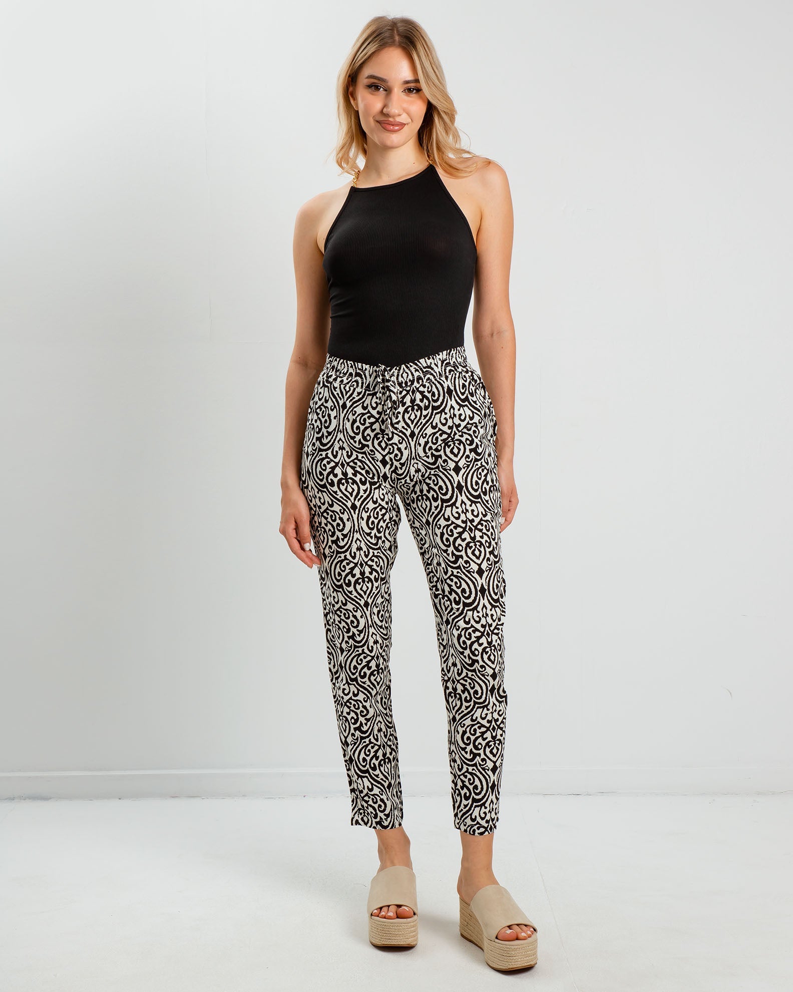 Women's Printed Pants 'Ri44cky'-offwhite div